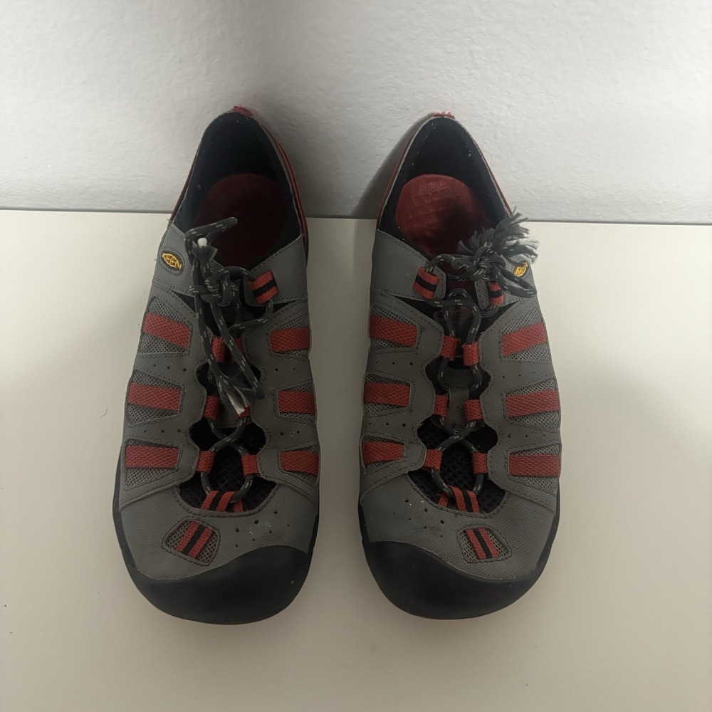KEEN Class 5 Sandals Men Size 13 US Fishing Boating Waterproof Shoes Red Gray